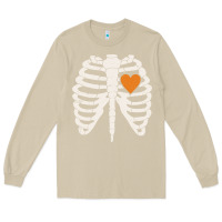 Mushroom skeleton rib case orange pumpkin heart vintage halloween anatomy costu Long Sleeve Tee - linhVisuals