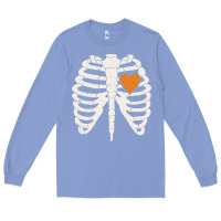 Colony Blue skeleton rib case orange pumpkin heart vintage halloween anatomy costu Long Sleeve Tee - linhVisuals