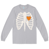 Moon Dust skeleton rib case orange pumpkin heart vintage halloween anatomy costu Long Sleeve Tee - linhVisuals