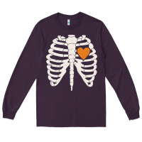 Plum skeleton rib case orange pumpkin heart vintage halloween anatomy costu Long Sleeve Tee - linhVisuals