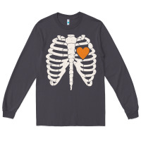 Smoke skeleton rib case orange pumpkin heart vintage halloween anatomy costu Long Sleeve Tee - linhVisuals