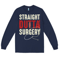 Navy straight outta surgery funny get well soon gifts post surgery supporti Long Sleeve Tee - linhVisuals