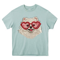 Arona white pomeranian with love glasses Heavy Core Tee - RanaPortraitStore