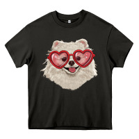 Asphalt white pomeranian with love glasses Heavy Core Tee - RanaPortraitStore