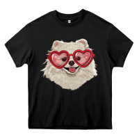 Black white pomeranian with love glasses Heavy Core Tee - RanaPortraitStore