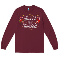 Burgundy sweet but twisted candy cane christmas humor funny and cute gifts for Long Sleeve Tee - linhVisuals