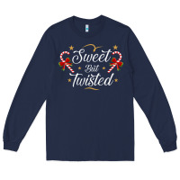 Navy sweet but twisted candy cane christmas humor funny and cute gifts for Long Sleeve Tee - linhVisuals