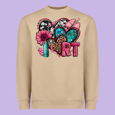 Rt Respiratory Therapist Hearts Heavyweight Sweatshirt Designed By Jasminsmagicworld