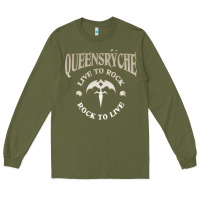 Army Green ‘Qüëënsrÿche Live To ock Long Sleeve Tee - linhVisuals