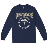 Navy ‘Qüëënsrÿche Live To ock Long Sleeve Tee - linhVisuals