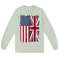 Matcha united states with united kingdom flag mix us and uk union jack Long Sleeve Tee - linhVisuals