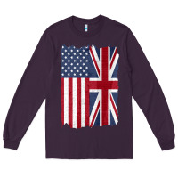 Plum united states with united kingdom flag mix us and uk union jack Long Sleeve Tee - linhVisuals