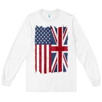 White united states with united kingdom flag mix us and uk union jack Long Sleeve Tee - linhVisuals