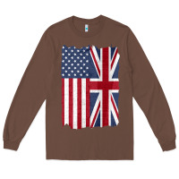 Chestnut united states with united kingdom flag mix us and uk union jack Long Sleeve Tee - linhVisuals