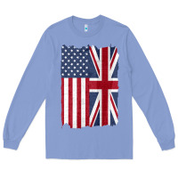 Colony Blue united states with united kingdom flag mix us and uk union jack Long Sleeve Tee - linhVisuals
