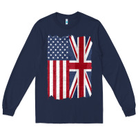Navy united states with united kingdom flag mix us and uk union jack Long Sleeve Tee - linhVisuals