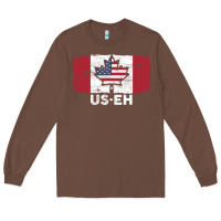 Chestnut us eh american canadian flag canada day leaf with usa flag inside Long Sleeve Tee - linhVisuals