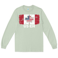 Matcha us eh american canadian flag canada day leaf with usa flag inside Long Sleeve Tee - linhVisuals