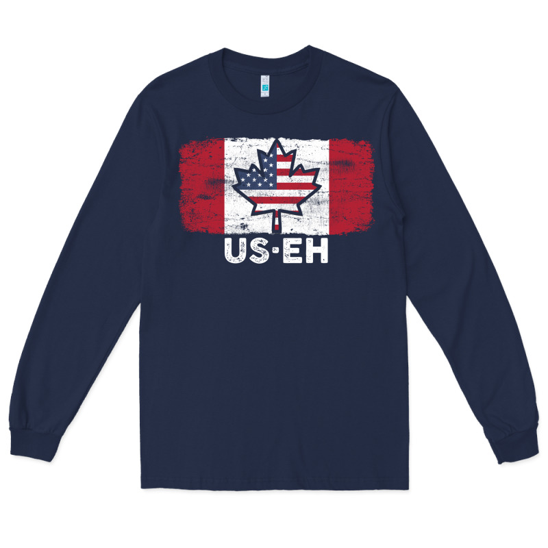 Us Eh American Canadian Flag Canada Day Leaf With Usa Flag Inside Long Sleeve Tee by linhVisuals | Teevron