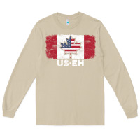 Mushroom us eh american canadian flag canada day leaf with usa flag inside Long Sleeve Tee - linhVisuals