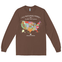 Chestnut us national parks map colorful with all 59 national parks Long Sleeve Tee - linhVisuals