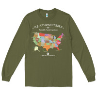Us National Parks Map Colorful With All 59 National Parks Long Sleeve Tee | Teevron