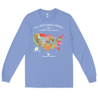 Colony Blue us national parks map colorful with all 59 national parks Long Sleeve Tee - linhVisuals
