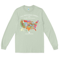 Matcha us national parks map colorful with all 59 national parks Long Sleeve Tee - linhVisuals
