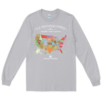 Moon Dust us national parks map colorful with all 59 national parks Long Sleeve Tee - linhVisuals