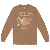 Toasted Coconut us national parks map colorful with all 59 national parks Long Sleeve Tee - linhVisuals
