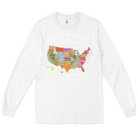 White us national parks map colorful with all 59 national parks Long Sleeve Tee - linhVisuals