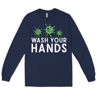 Navy wash your hands green germs graphic Long Sleeve Tee - linhVisuals