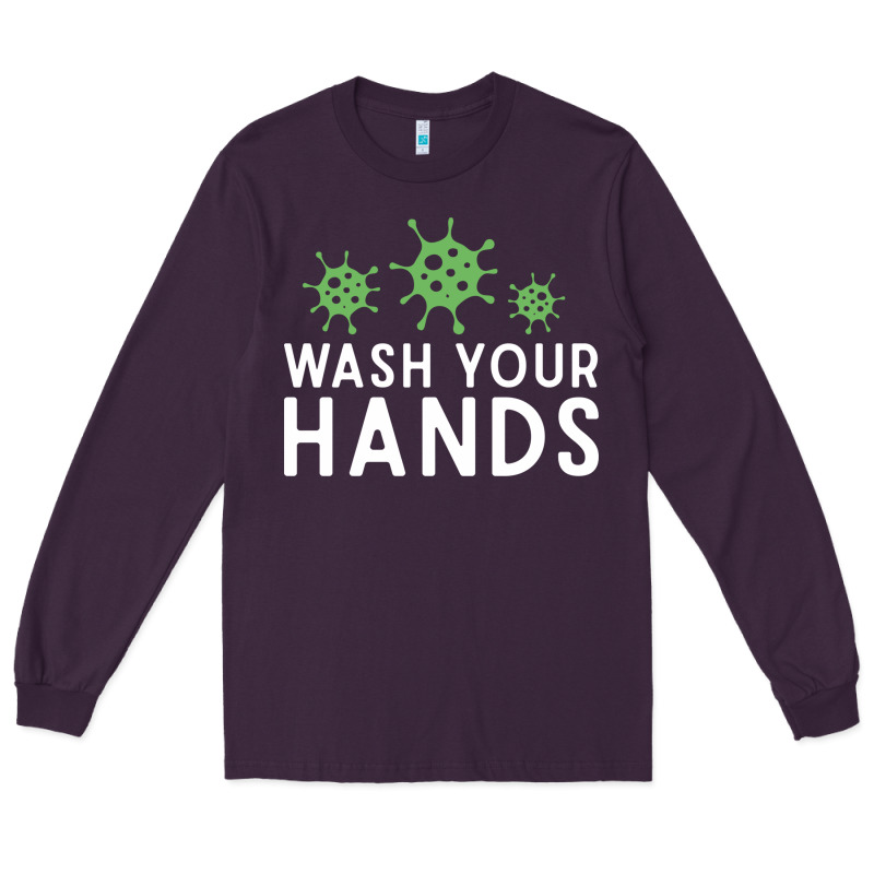 Wash Your Hands Green Germs Graphic Long Sleeve Tee by linhVisuals | Teevron