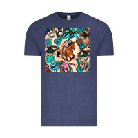 Vintage Denim western cowgirl seamless pattern Vintage Tee - BundleAndBundleShop