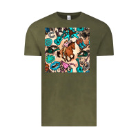 Vintage Olive western cowgirl seamless pattern Vintage Tee - BundleAndBundleShop