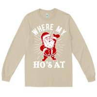 Mushroom where my ho's at funny santa christmas pun naughty xmas humor gift Long Sleeve Tee - linhVisuals