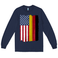 Navy united states with germany flag mix us and german country flags Long Sleeve Tee - linhVisuals