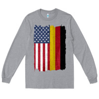 Heather Grey united states with germany flag mix us and german country flags Long Sleeve Tee - linhVisuals