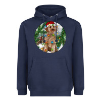 Navy Cockapoo Christmas Heavyweight Hoodie - RanaPortraitStore
