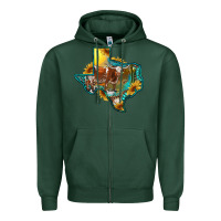 Sports Green western texas map with longhorn bull Zipper Hoodie - RanaPortraitStore