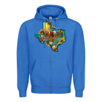 True Royal western texas map with longhorn bull Zipper Hoodie - RanaPortraitStore