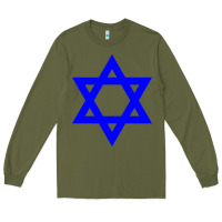 Army Green star of david Long Sleeve Tee - linhVisuals