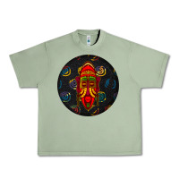 Oil Green african masks round earrings 2 Urban Heavy Tee - BundleAndBundleShop