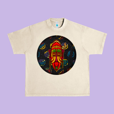 African Masks Round Earrings 2 Urban Heavy Tee Designed By Bundleandbundleshop