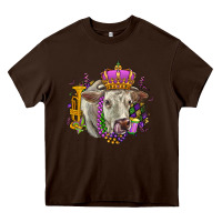 Chocolate Brown charolais mardi gras Heavy Core Tee - OliviaCreatesArt