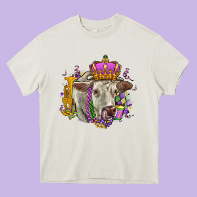 Charolais Mardi Gras Heavy Core Tee Designed By Oliviacreatesart