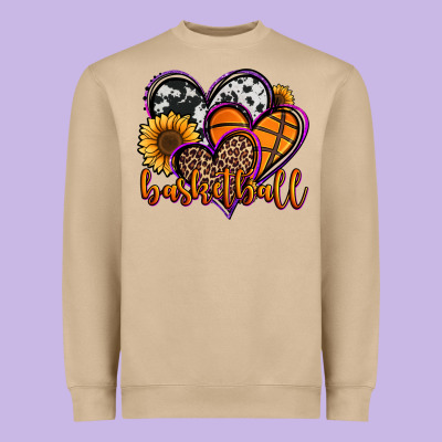 Basketball Hearts Heavyweight Sweatshirt Designed By Jasminsmagicworld