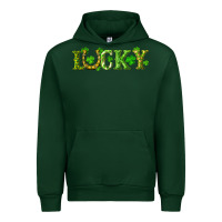 Forest Green st. patrick's day lucky with clovers and horseshoe Urban Hoodie - RanaPortraitStore