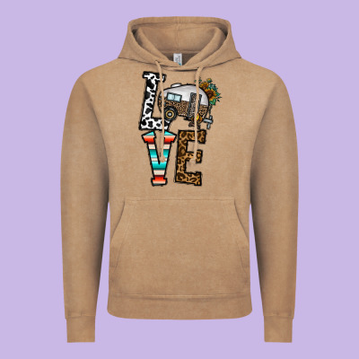 Love Caravan Vintage Hoodie Designed By Cowhidedigitalart