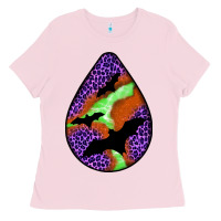 Bubblegum Pink halloween bat  teardrop Ladies Tee - BundleAndBundleShop